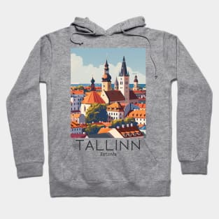 A Vintage Travel Illustration of Tallinn - Estonia Hoodie